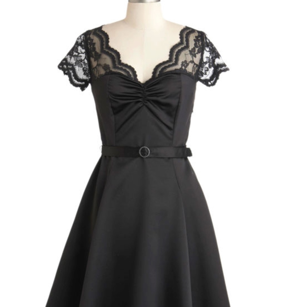 1950's Style Black Tie Optimal Dress M by Modcloth